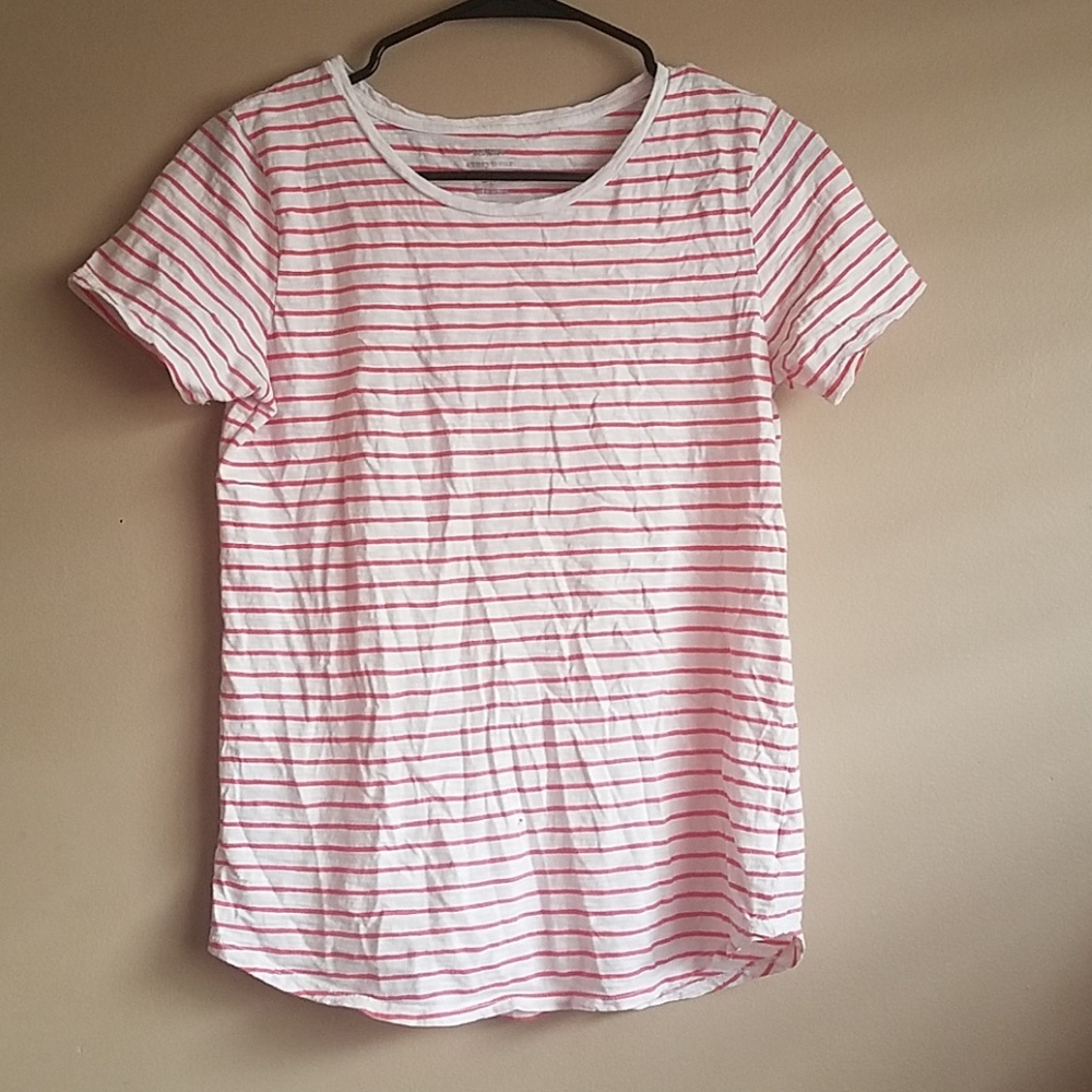 Pink/White Striped Short Sleeve Shirt